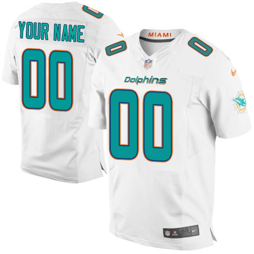 Men's Elite Nike Jersey White Road - Customized NFL Miami Dolphins